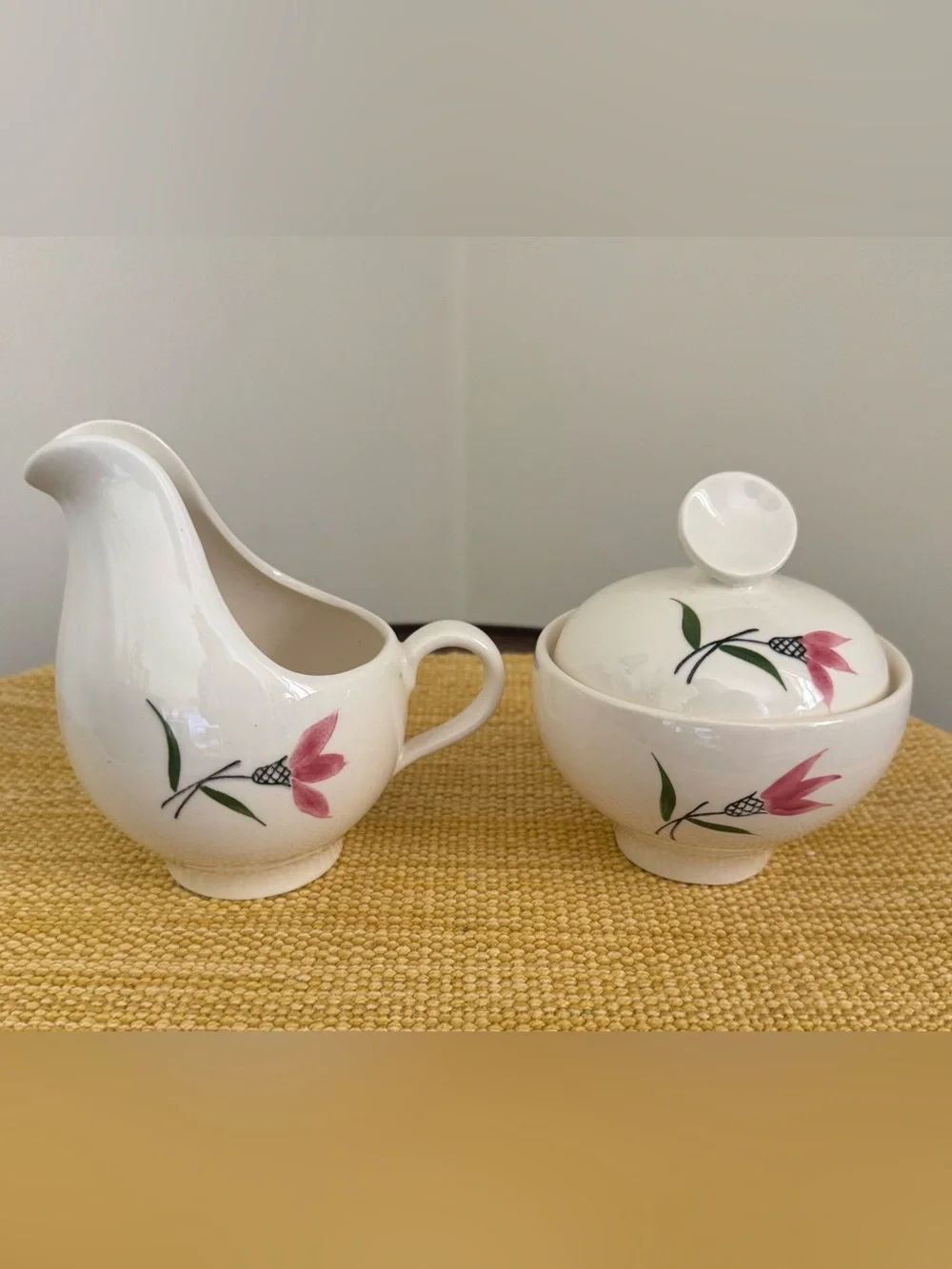 Vintage 1957 Stetson Rhapsody Creamer & Covered Sugar Bowl Set Mid-Cent Modern